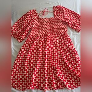 Ava & Viv Red and White Patterned Kids Dress